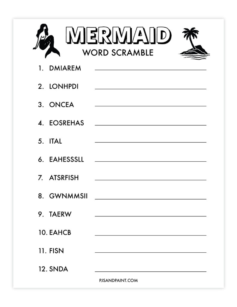 mermaid word scramble