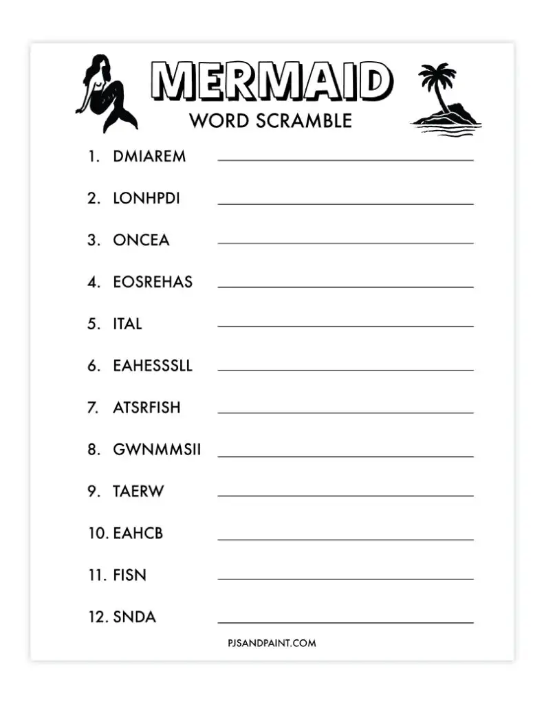 mermaid word scramble