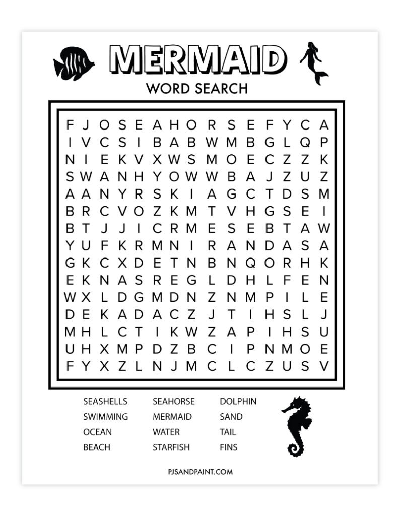 mermaid word search