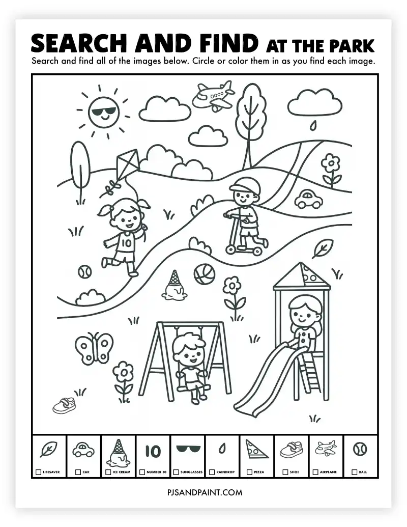 search and find at the park