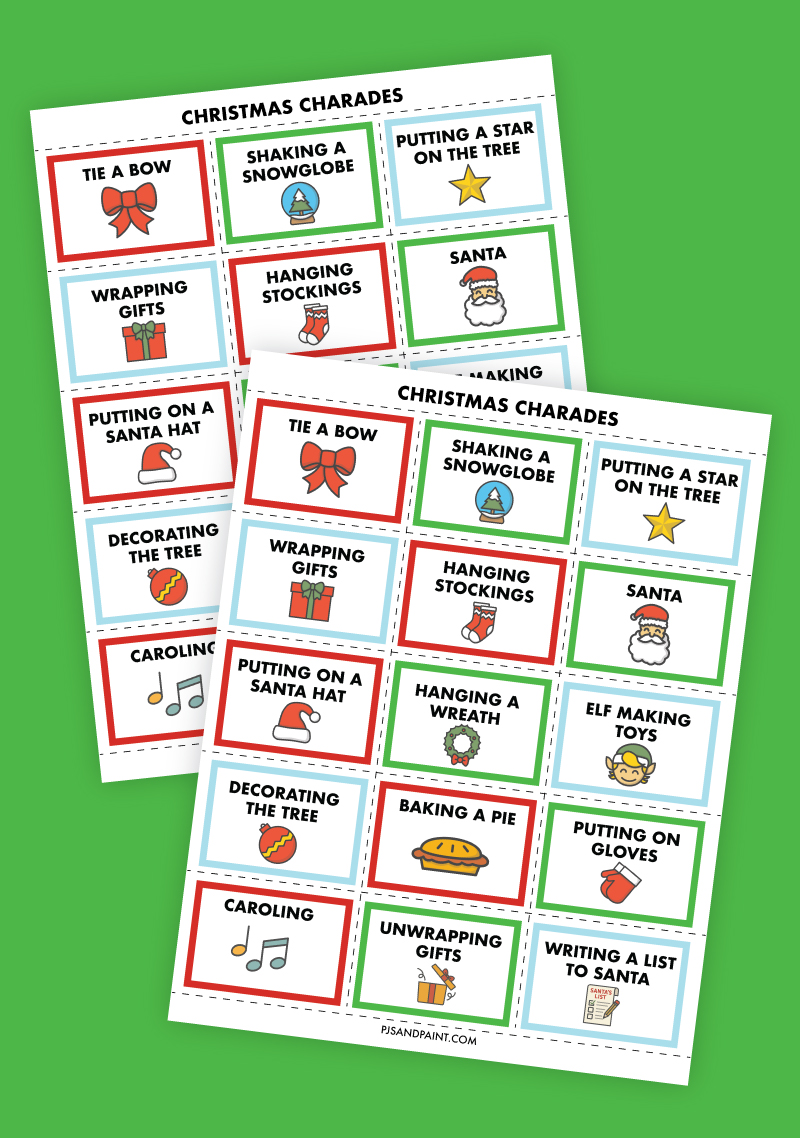 Free Printable Christmas Charades Pjs and Paint Free Printable Christmas Charades Pjs and Paint