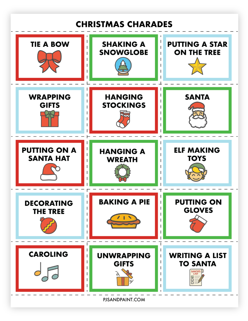 Free Printable Christmas Charades Pjs and Paint Free Printable Christmas Charades Pjs and Paint