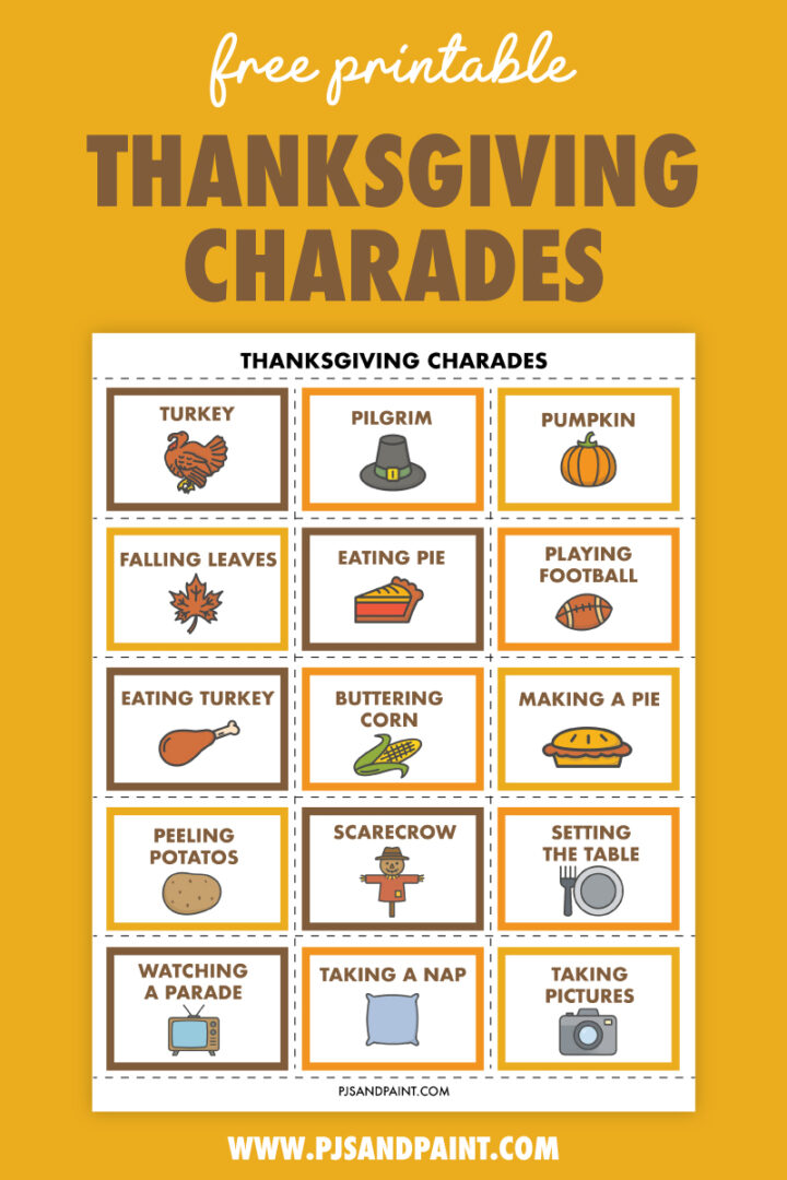 Free Printable Thanksgiving Charades Pjs and Paint Free Printable Thanksgiving Charades Pjs and Paint