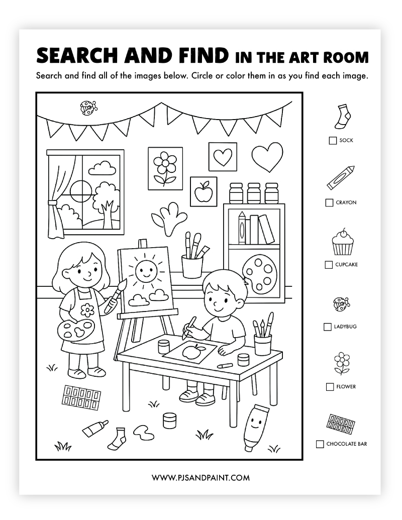 search and find in the art room