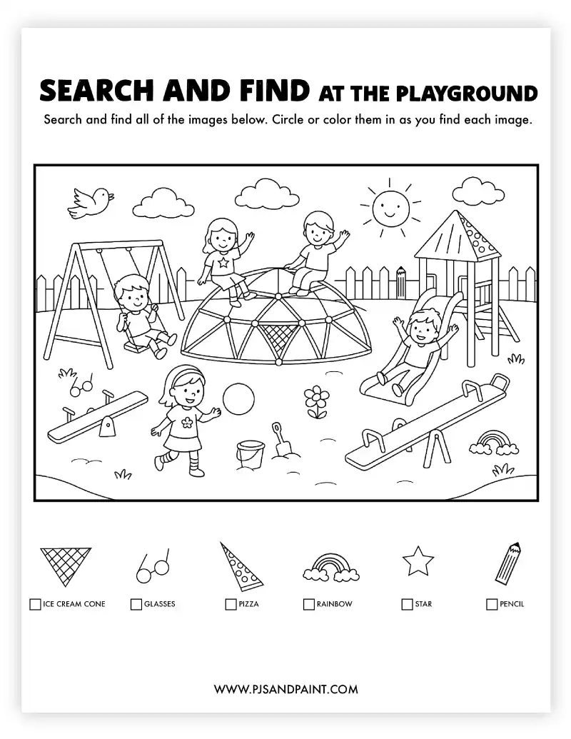 search and find at the playground