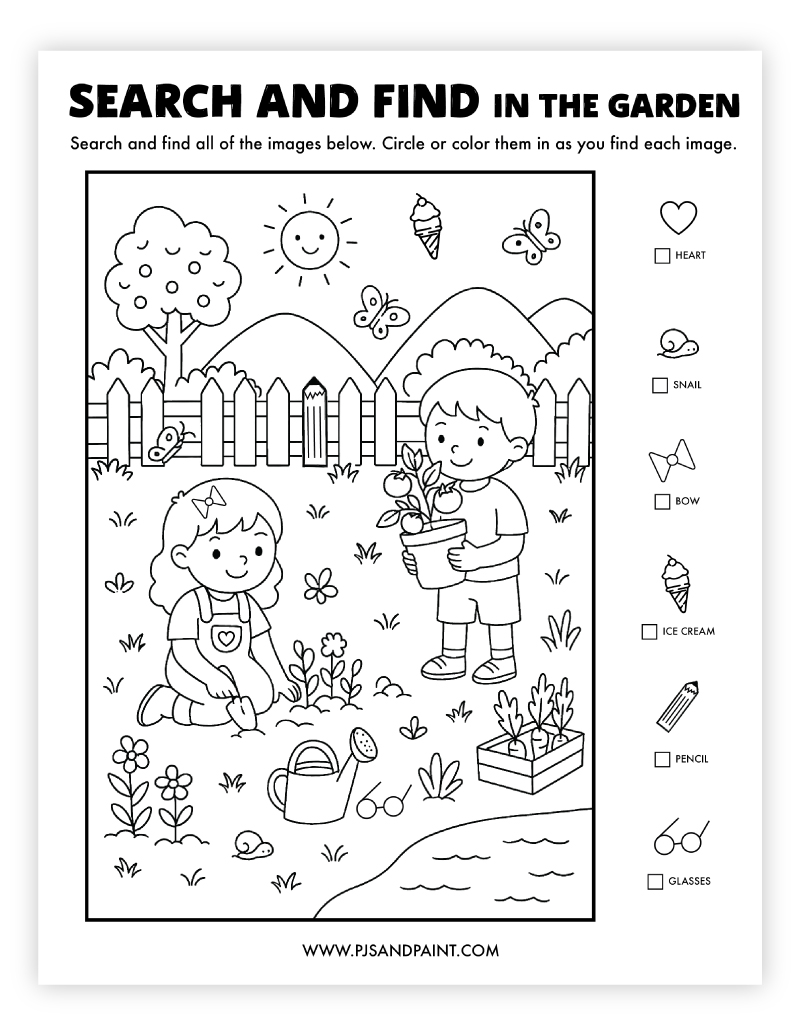 search and find in the garden