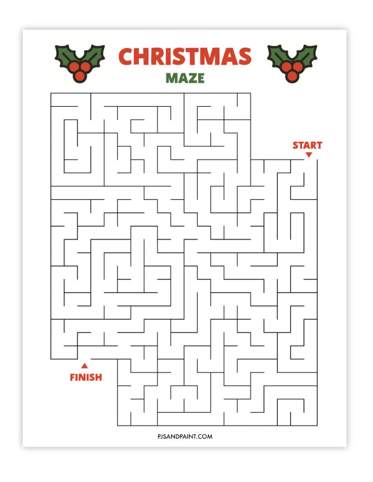 10 Free Printable Christmas Mazes - Pjs and Paint