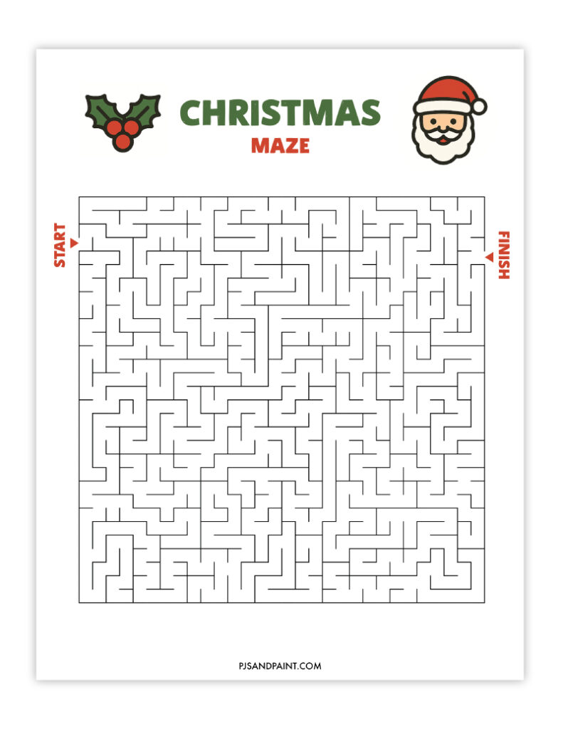 10 Free Printable Christmas Mazes - Pjs and Paint