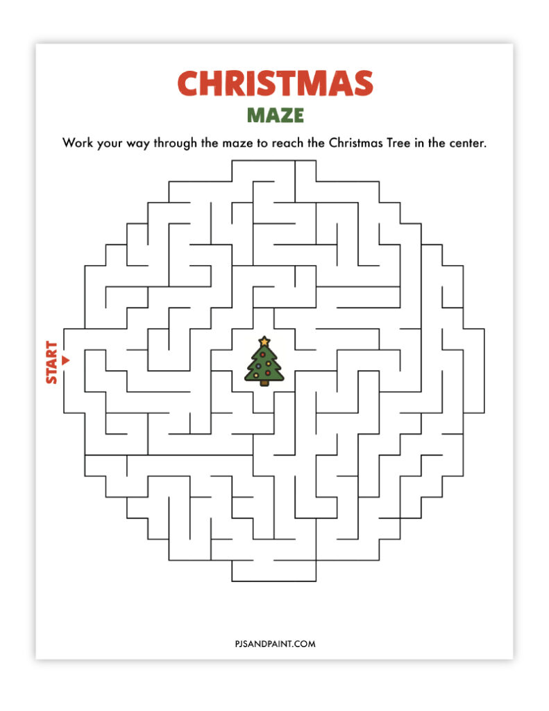 10 Free Printable Christmas Mazes - Pjs and Paint