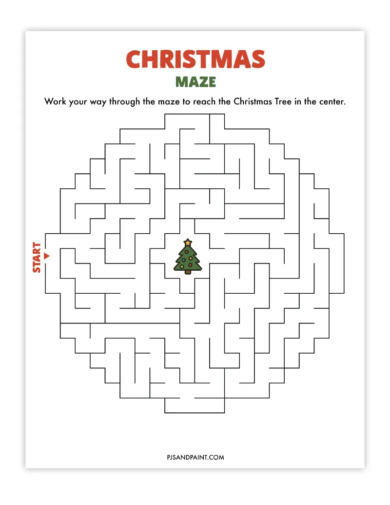 10 free printable christmas mazes - pjs and paint