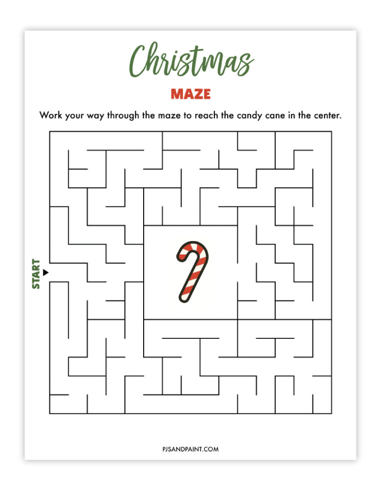 10 Free Printable Christmas Mazes - Pjs and Paint