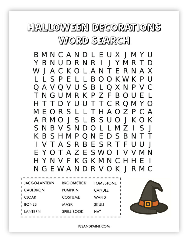 10 Free Printable Halloween Word Searches - Pjs and Paint