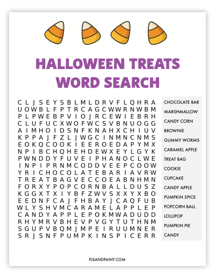 10 Free Printable Halloween Word Searches - Pjs and Paint
