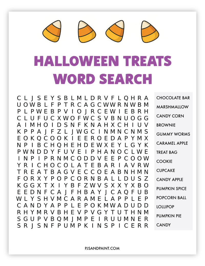 halloween treats word search