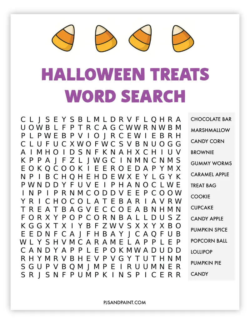 halloween treats word search