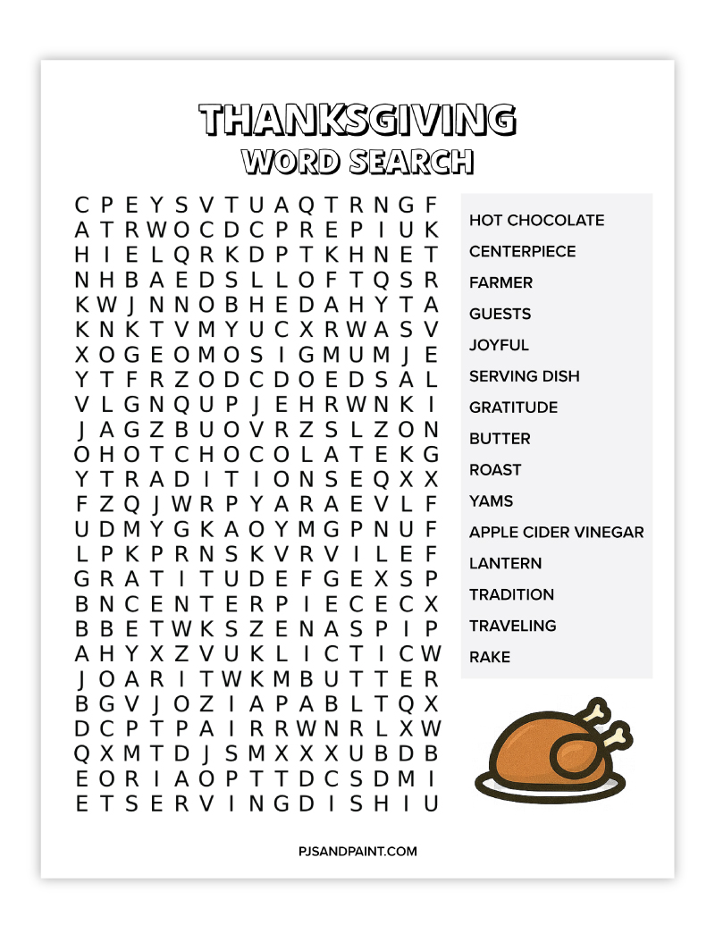 thanksgiving word search 2