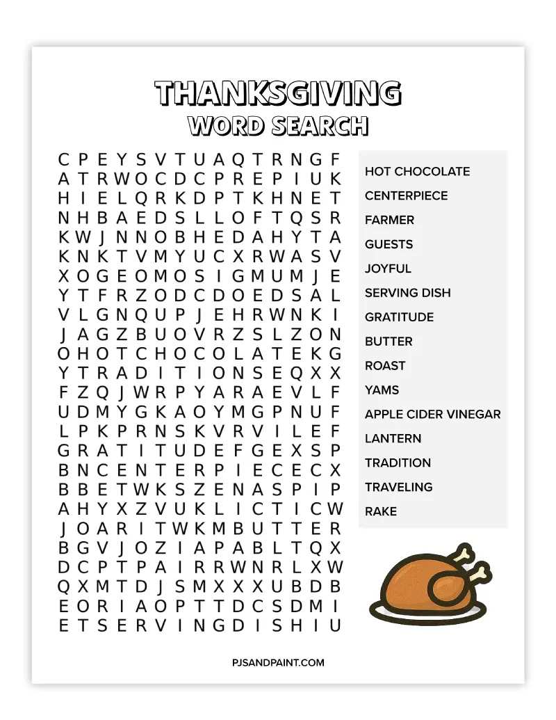 thanksgiving word search 2