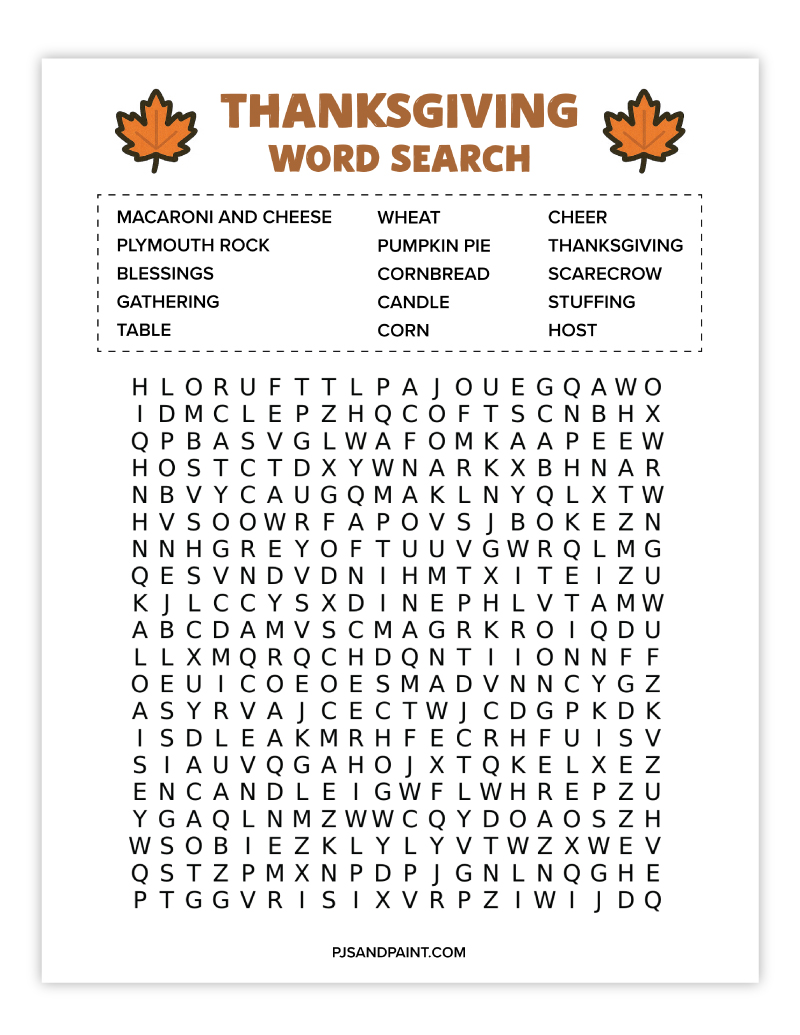 thanksgiving word search 3