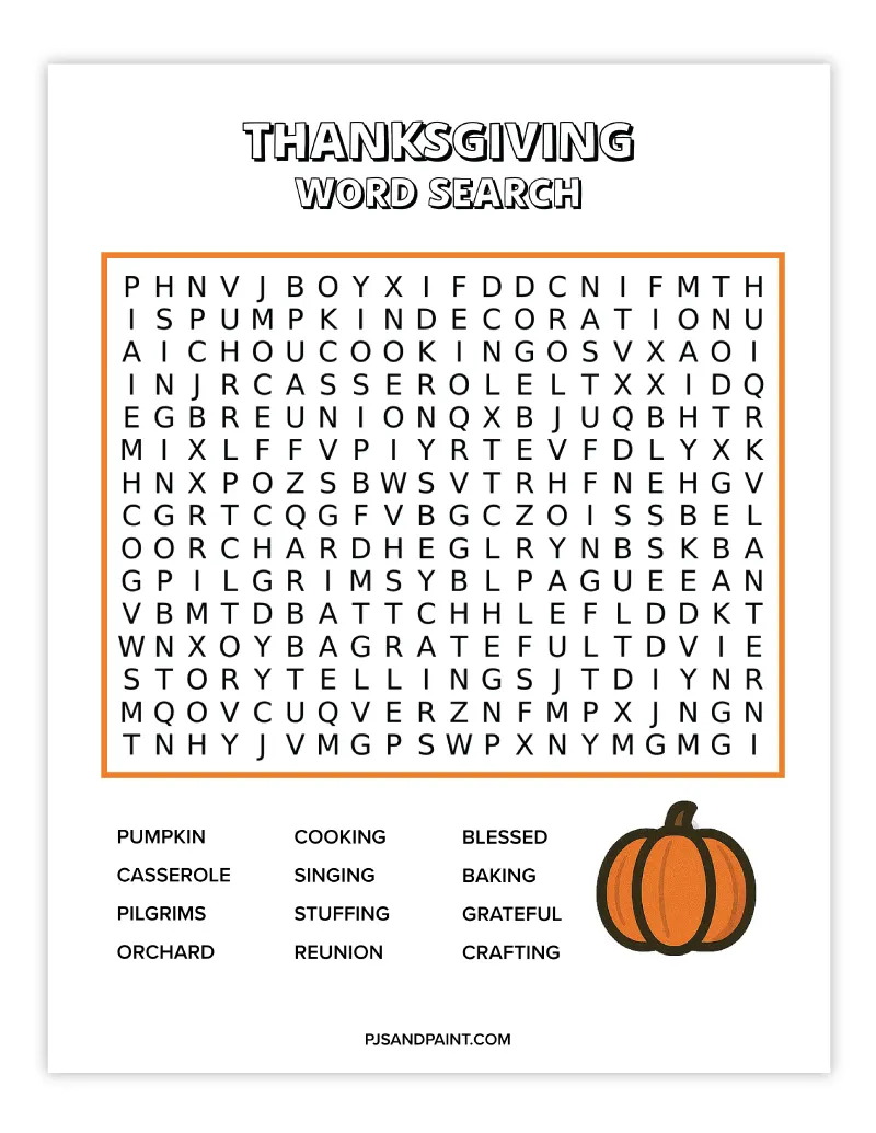 thanksgiving word search 4