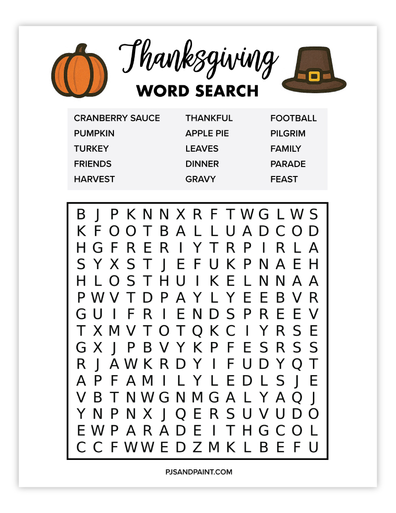thanksgiving word search 6
