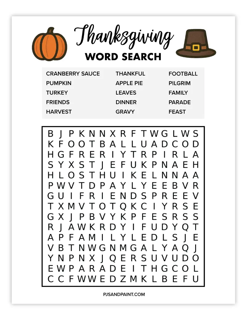 thanksgiving word search 6