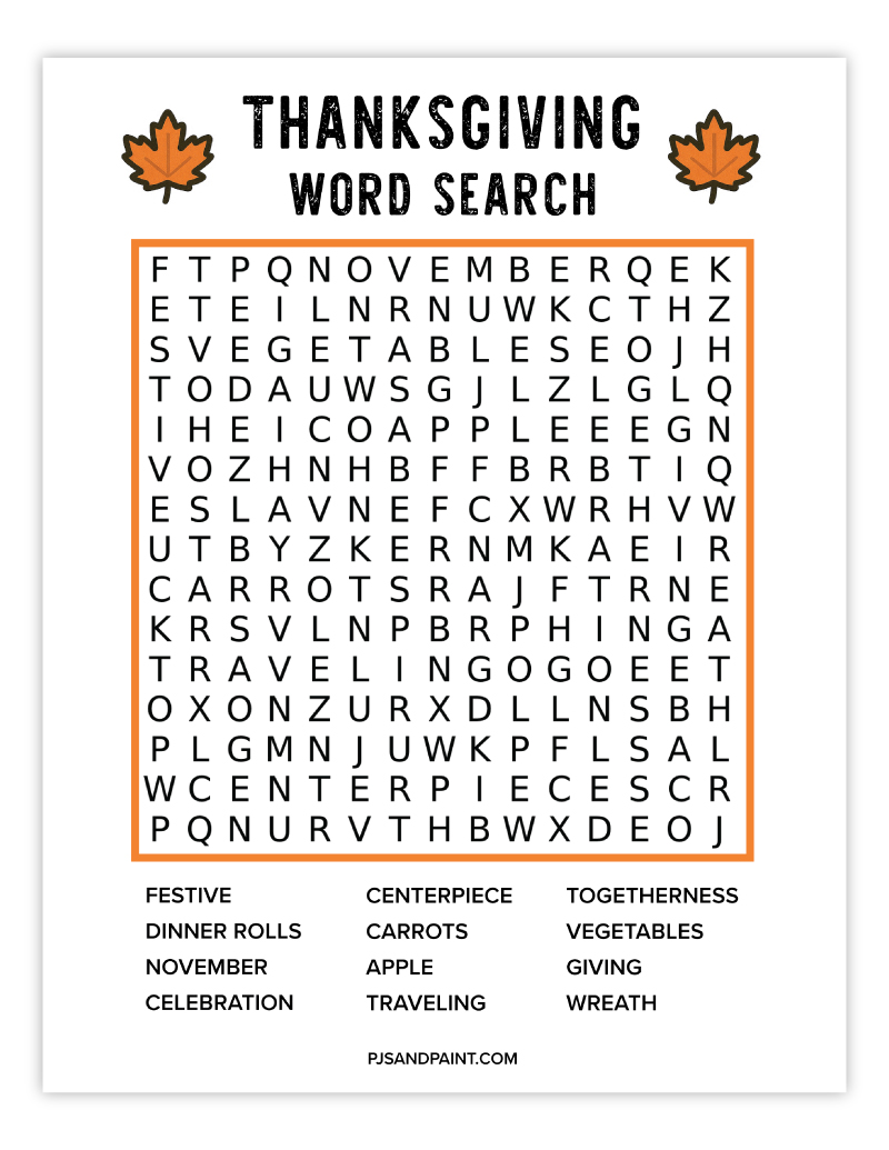 thanksgiving word search 8
