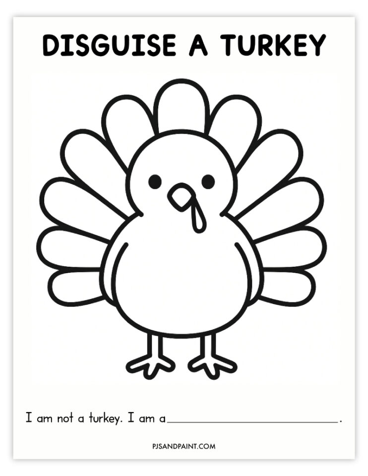 Free Printable Disguise a Turkey Template - Pjs and Paint