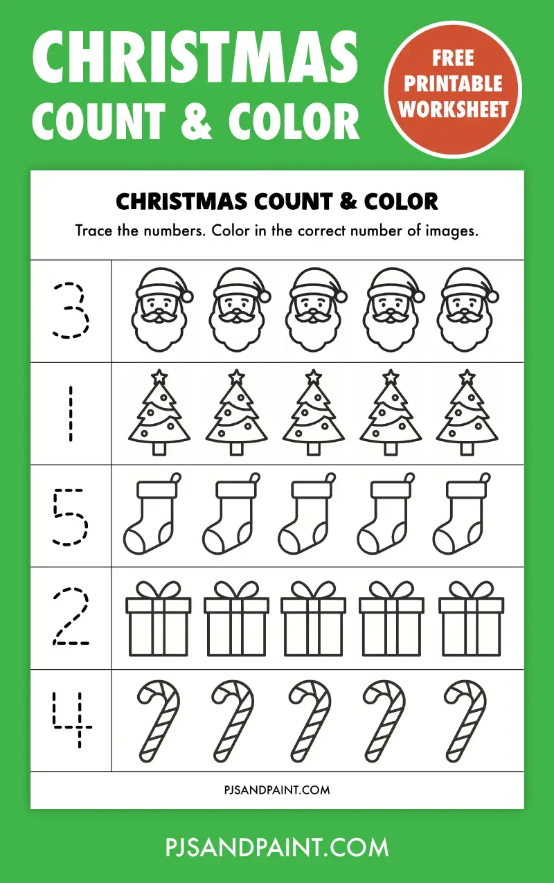 free printable christmas count and color
