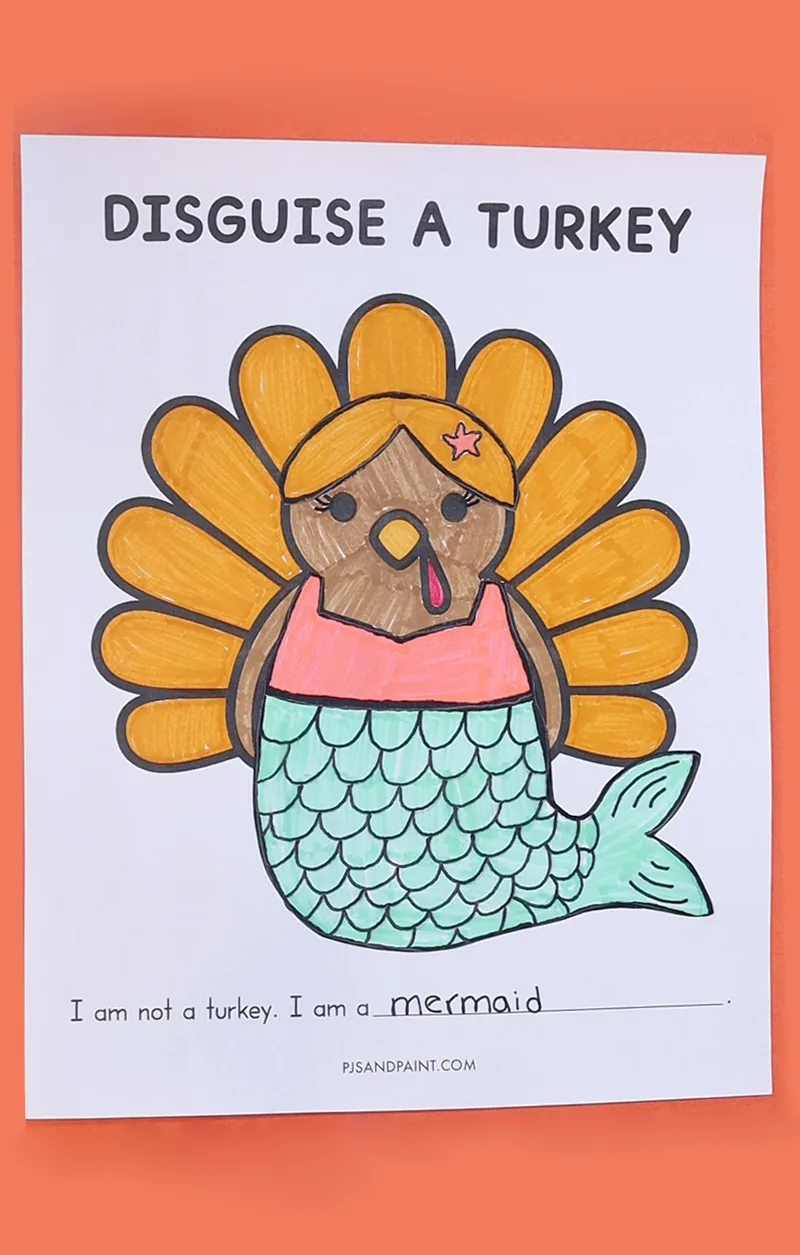 free printable disguise a turkey template - pjs and paint