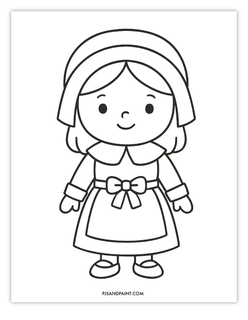 pilgrim girl coloring page