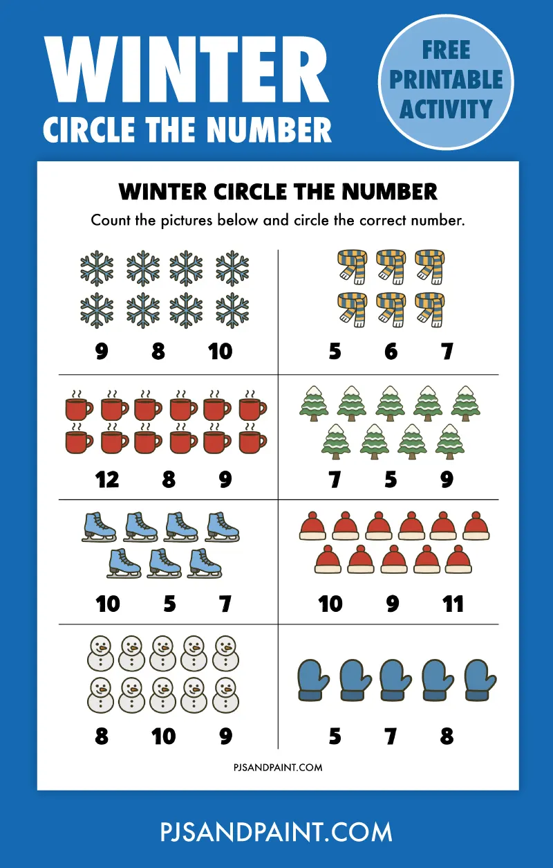 winter circle the number printable