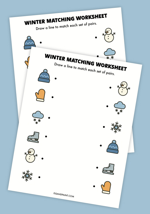 winter matching worksheet