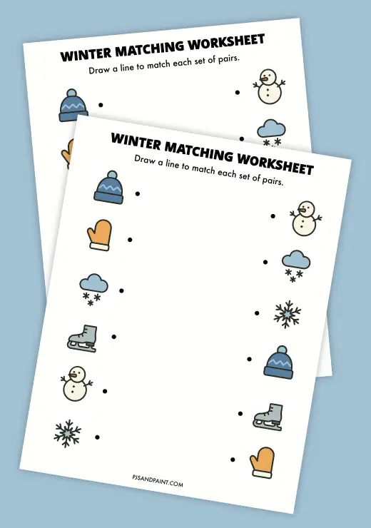 winter matching worksheet