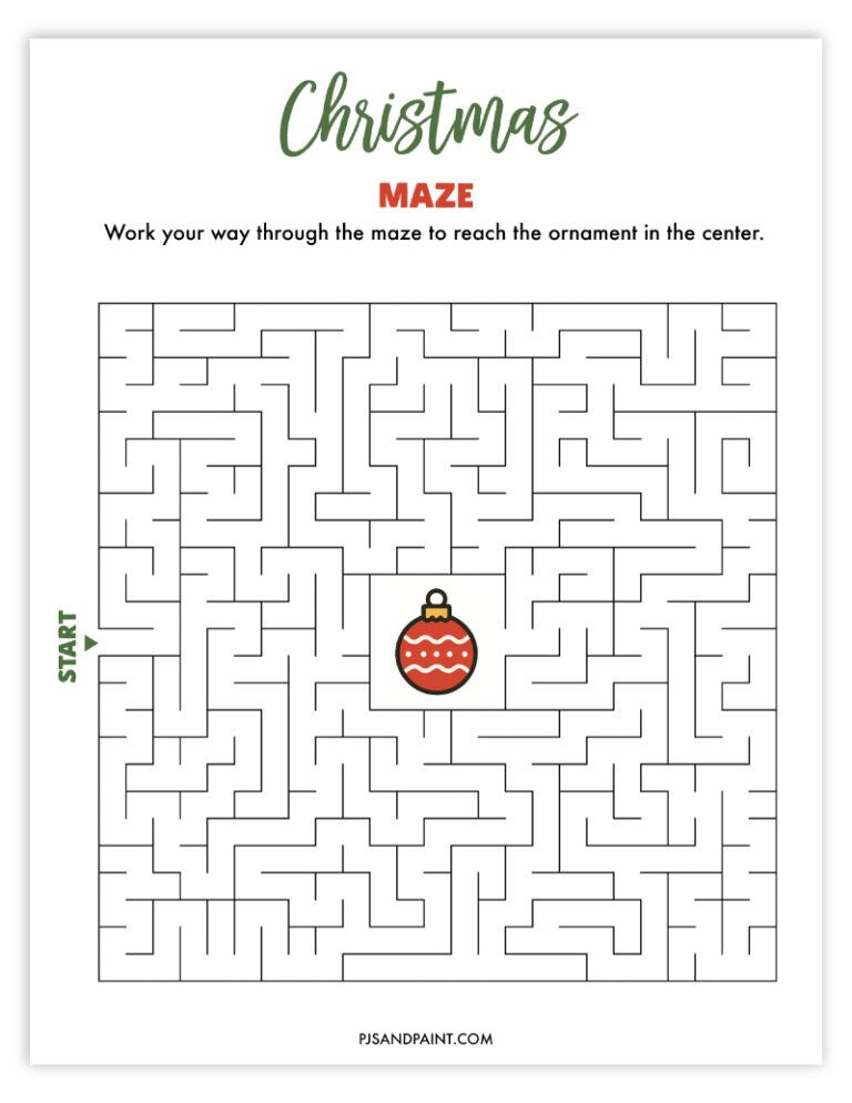 10 Free Printable Christmas Mazes - Pjs and Paint