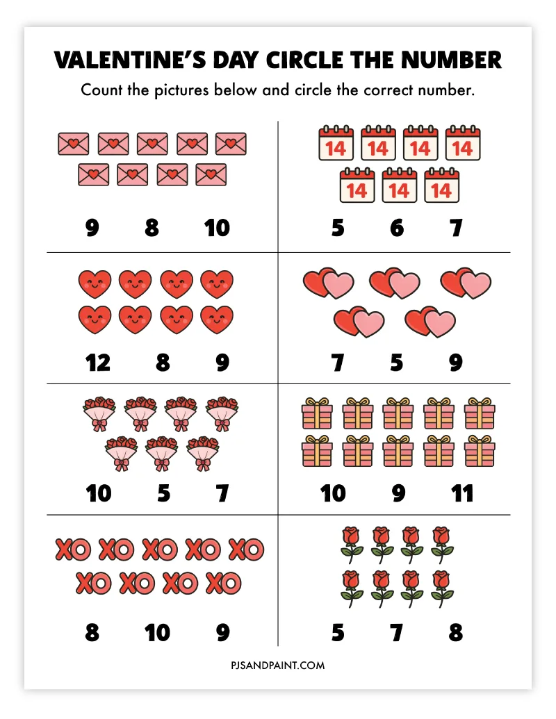 valentines circle the number