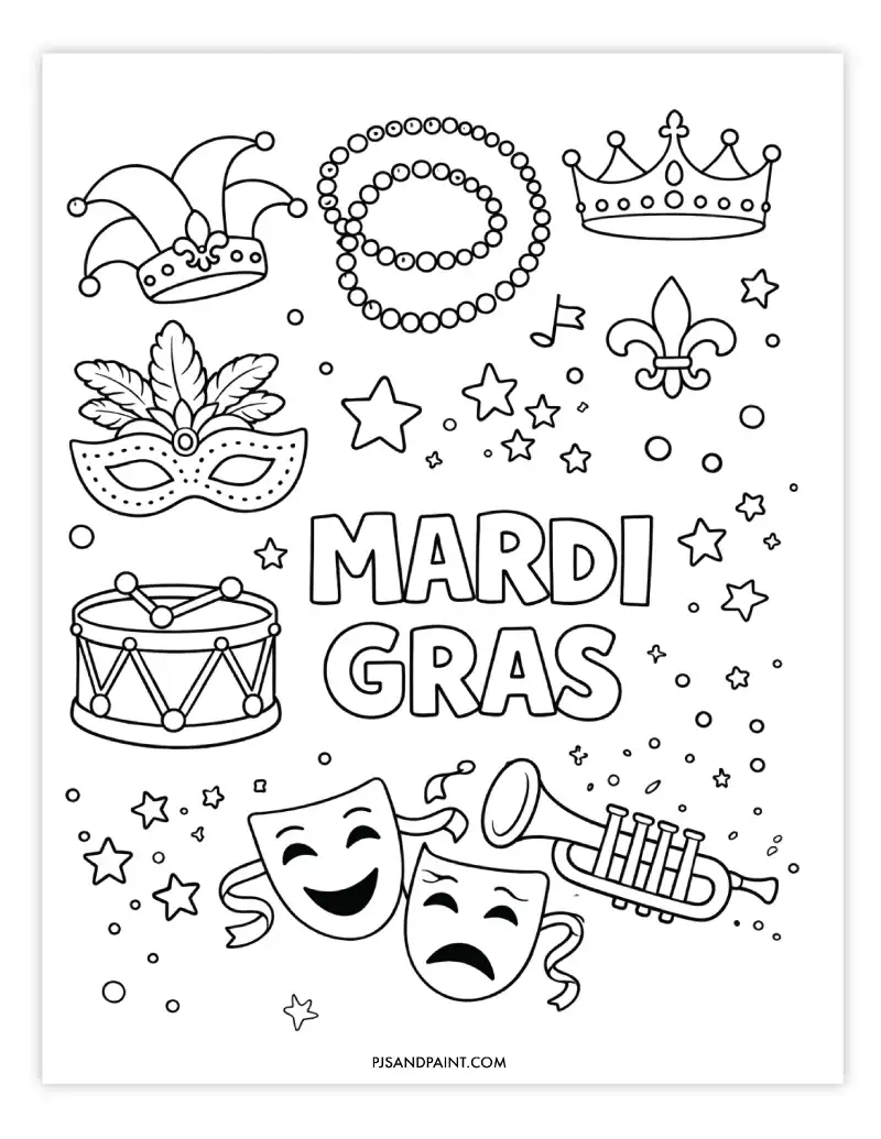 mardi gras coloring page