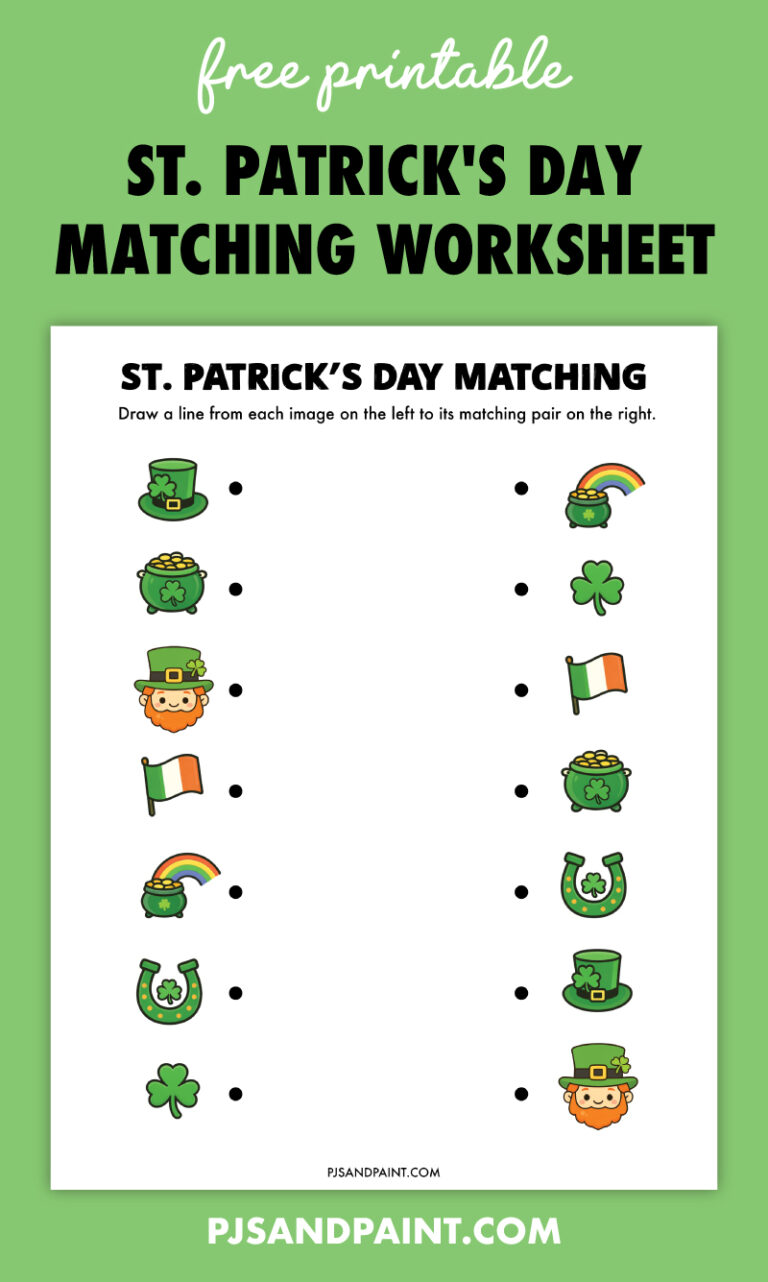 Free Printable St. Patrick's Day Matching Worksheet - Pjs and Paint