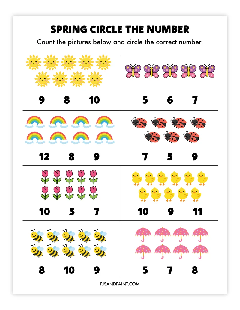 spring circle the number