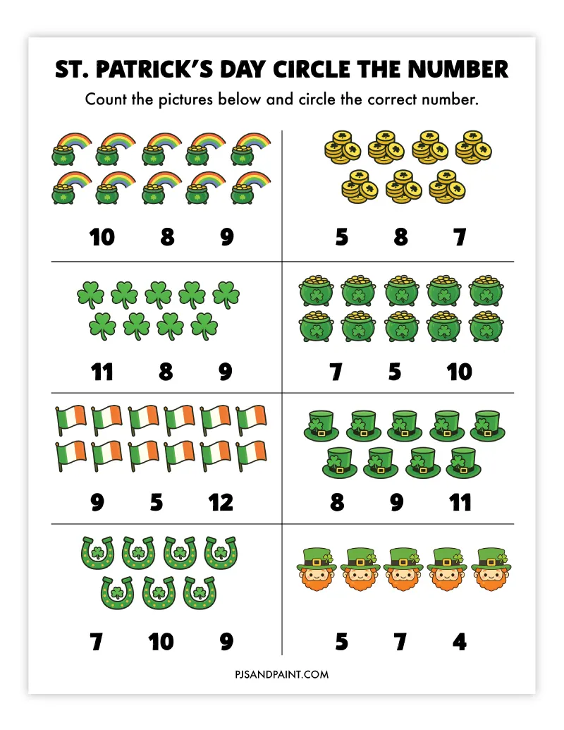 st patricks day circle the number
