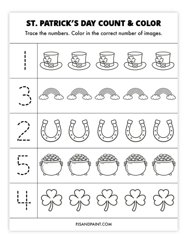 st patricks day count and color