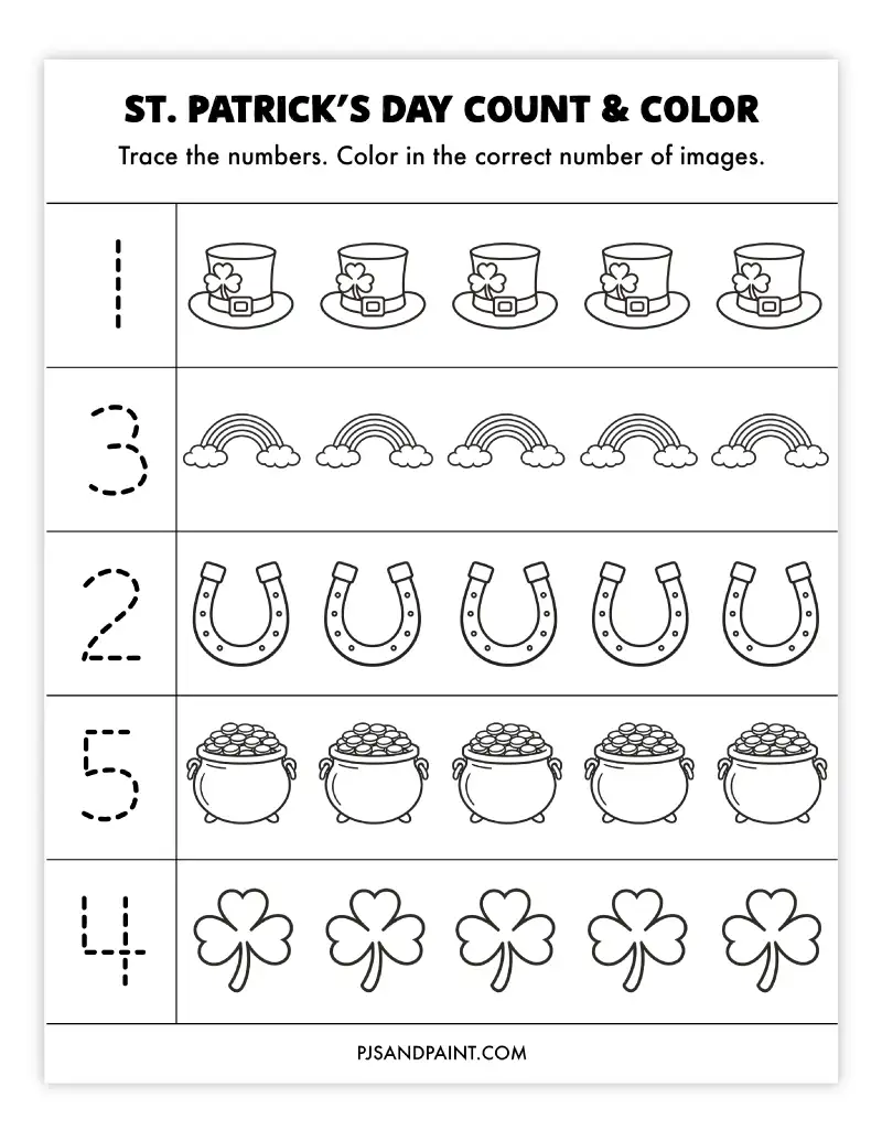 st patricks day count and color
