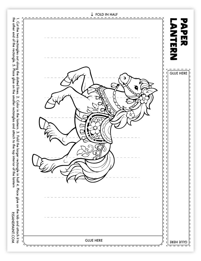 paper lantern template horse