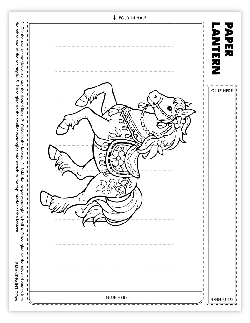 paper lantern template horse