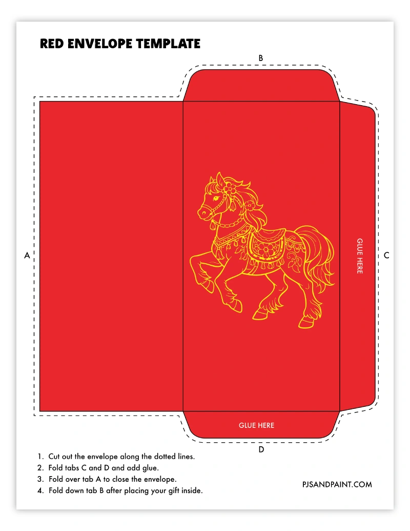 red envelope template horse color