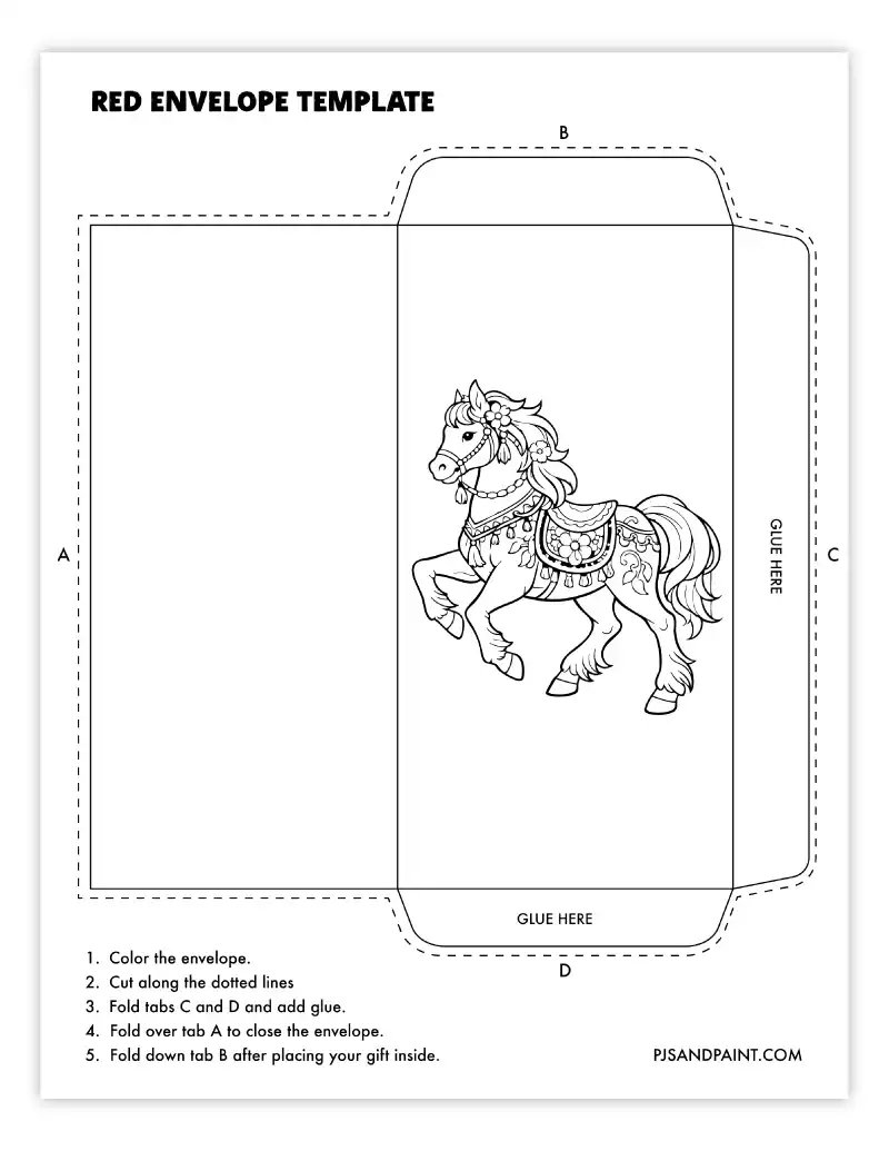 red envelope template horse