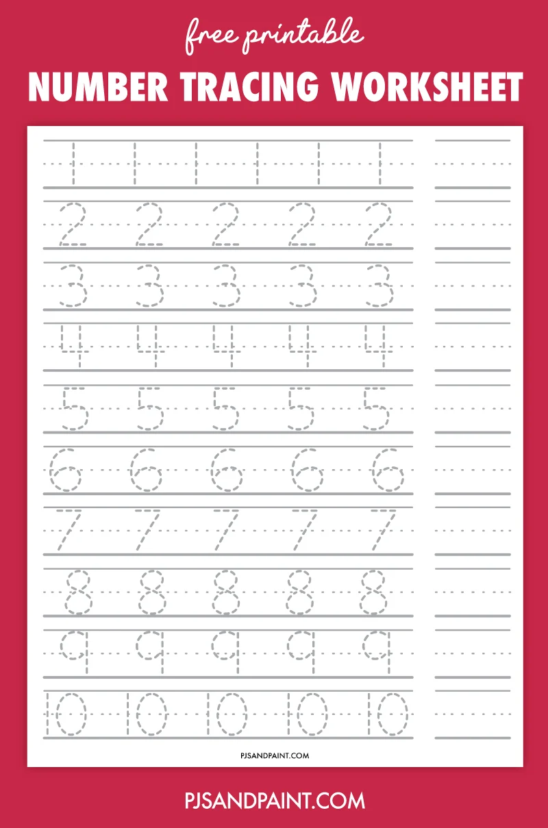 number tracing worksheet free