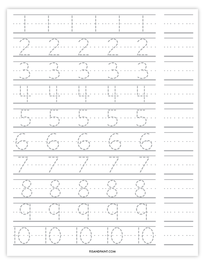 number tracing worksheet