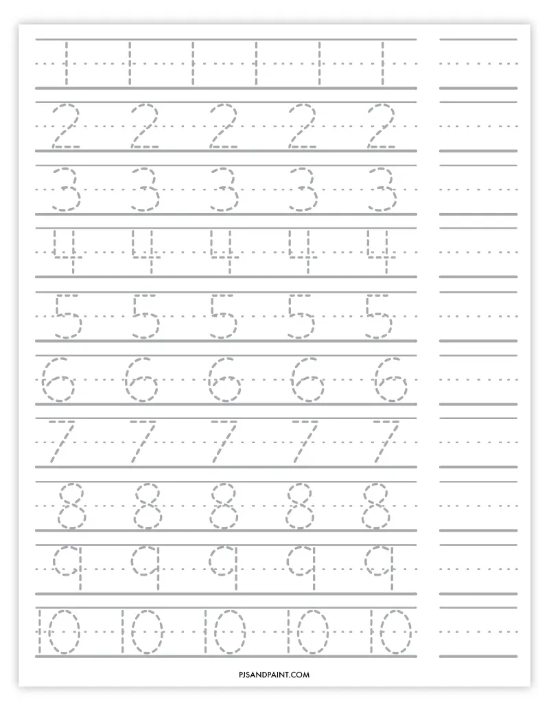 number tracing worksheet