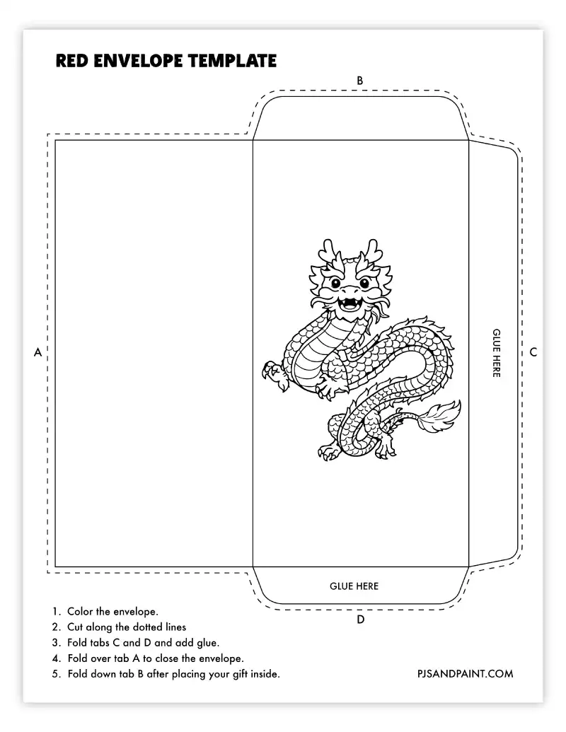 red envelope template dragon