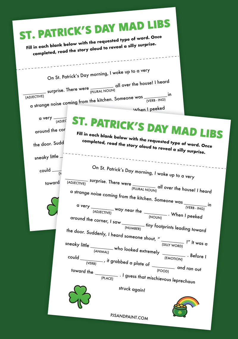 Free Printable St. Patrick's Day Mad Libs - Pjs and Paint
